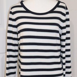 T by Talbots Striped Long-Sleeve Crewneck Hip-Length Sweater  -- Large